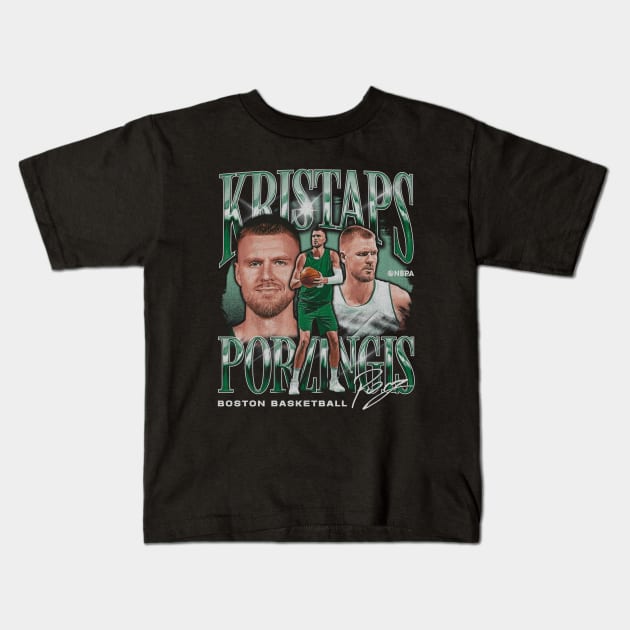 Kristaps Porzingis Boston Vintage Kids T-Shirt by ClarityMacaws